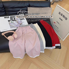 新款春秋季中小童甜美儿童韩版卫裤女童宽松百搭洋气直筒休闲裤