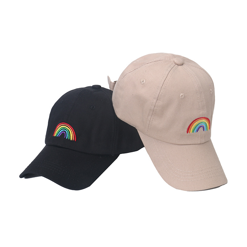 Rainbow Pattern All Seasons Season Unisex Fashion Rainbow Embroidery Flat Eaves Baseball Cap
