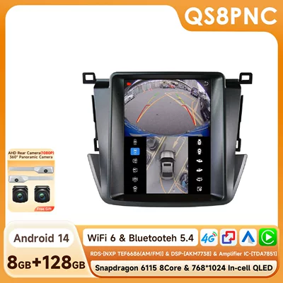 DVD Navigation: player car GPS vertical - with-360-camera-8128g-wifi4g-version-6115-carplay-eight-core-97inch-suitable-for-13-18-toyota-rav4