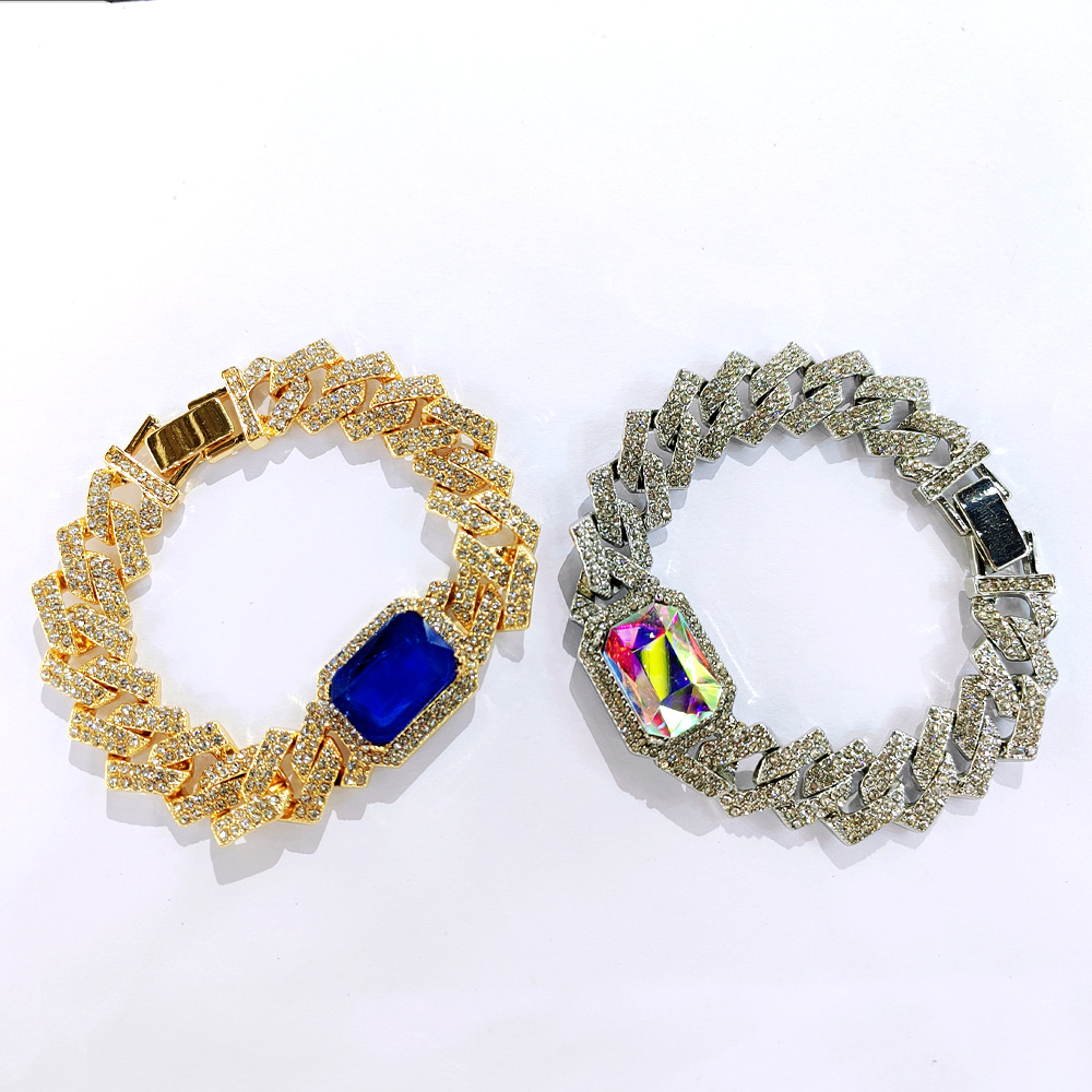 Hip-Hop Square Alloy Plating Inlay Rhinestones Unisex Necklace 1 Piece