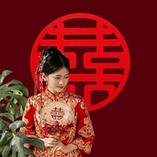 植绒喜字 无纺布贴 结婚庆用品批发 创意装饰 婚礼布置 喜事用品