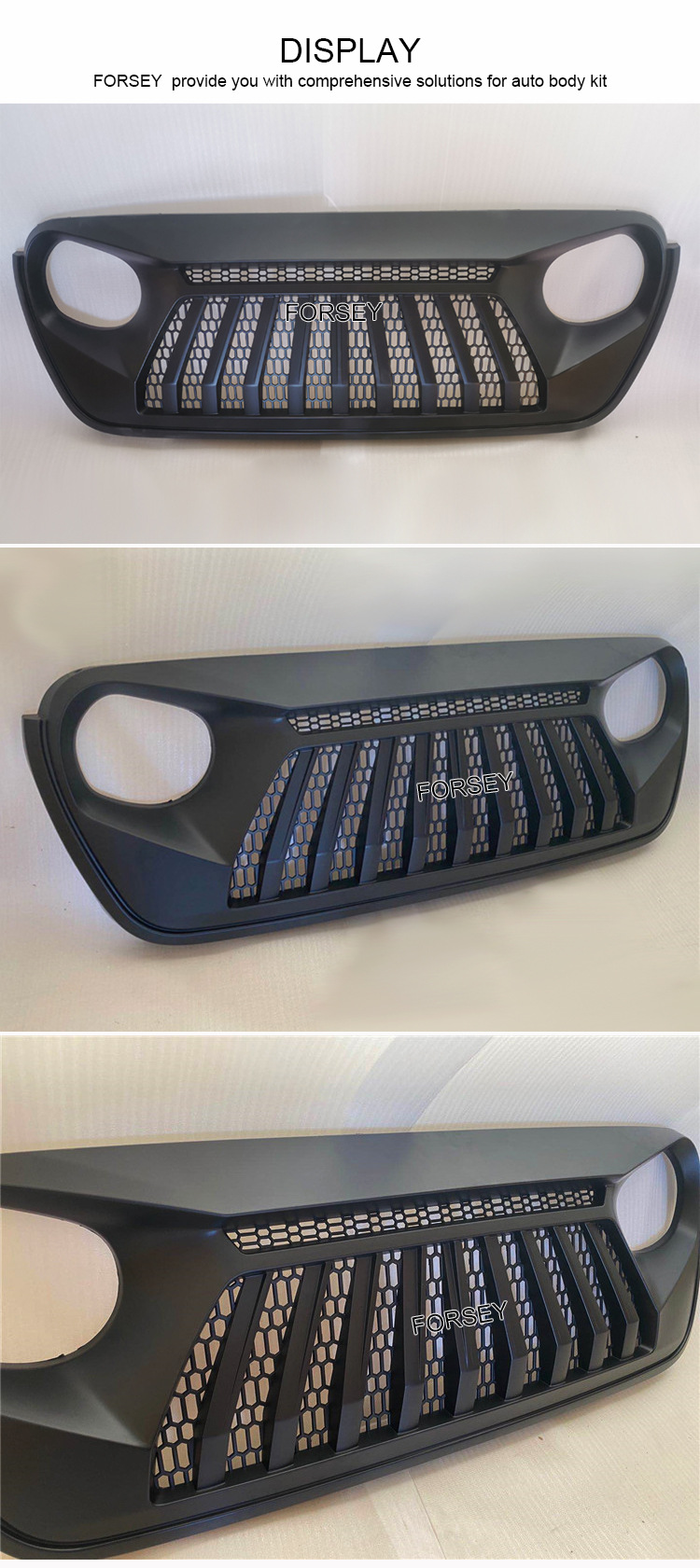 Suitable for 2018+ Jeep Wrangler JL front grille and front bumper center mesh