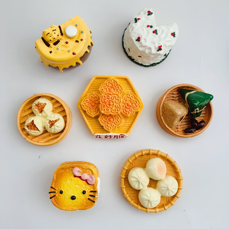 菜品美食冰箱贴树脂蛋糕配件diy直播间盲袋自选款式冰箱贴混批