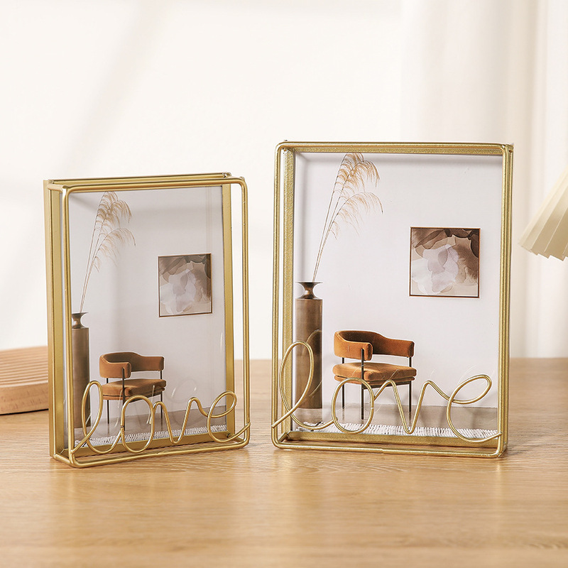 Cross-border new LOVE metal photo frame rectangular table frame 6 inch 8 inch creative desktop ornaments decorative frame