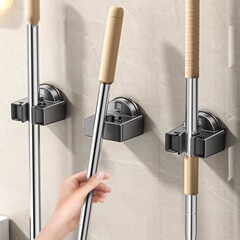 隠し吸盤モップラックモップ壁掛けクリップほうきフック穴なしトイレ浴室扉後収納ラック