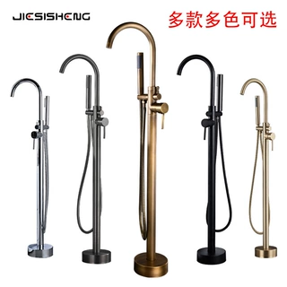 欧式仿古铜落地浴缸龙头套装缸边独立墙接式木桶盆冷热水龙头花洒
