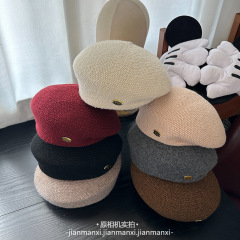 千金风针织贝雷帽子女秋冬新款韩版日系显脸小复古文艺甜美蓓蕾帽