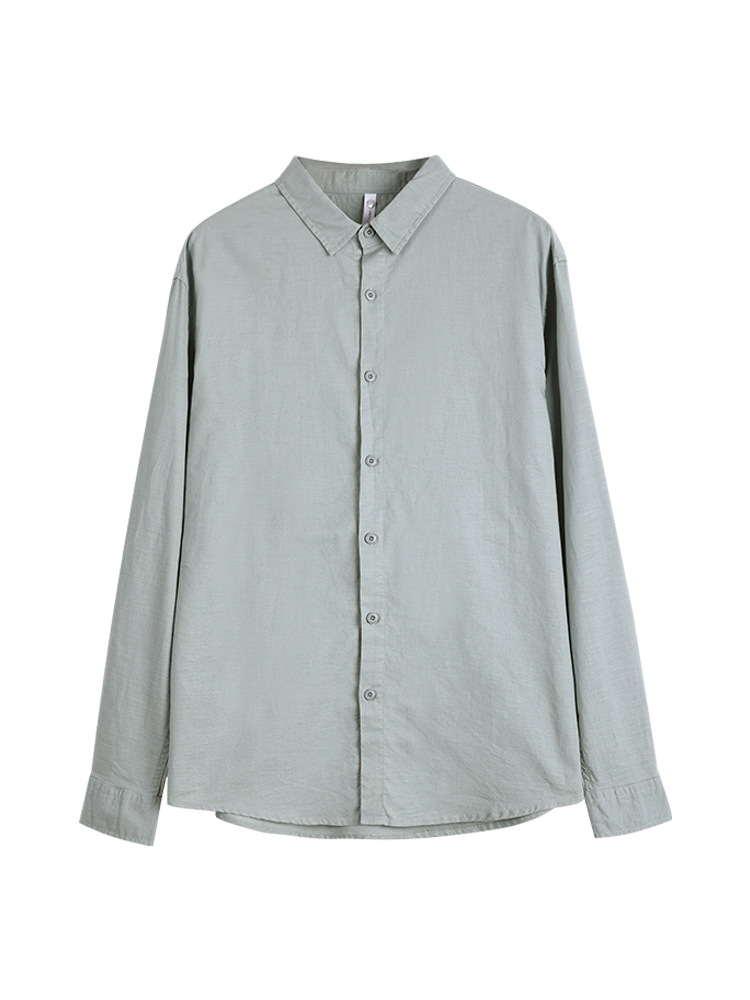 Hombres lino de manga larga camisa de hombre primavera y otoño camisa de alto nivel camisa casual suelta chaqueta de hombre