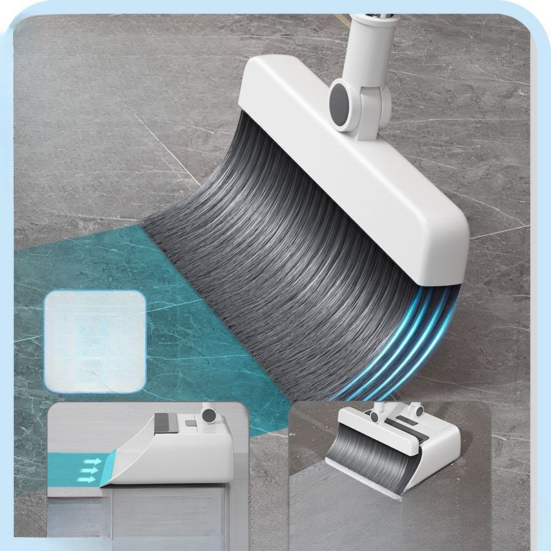 Broom and Dustpan Set for Home Use, Rotating and Foldable Soft Bristle Broom for Living Room, Bedroom, and Bathroom, Three-Piece Set