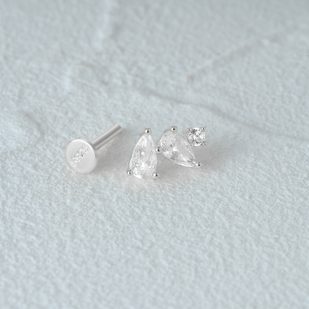 1 Pièce Style Simple Géométrique Placage Argent Sterling Zircon Boucles D'oreilles display picture 58