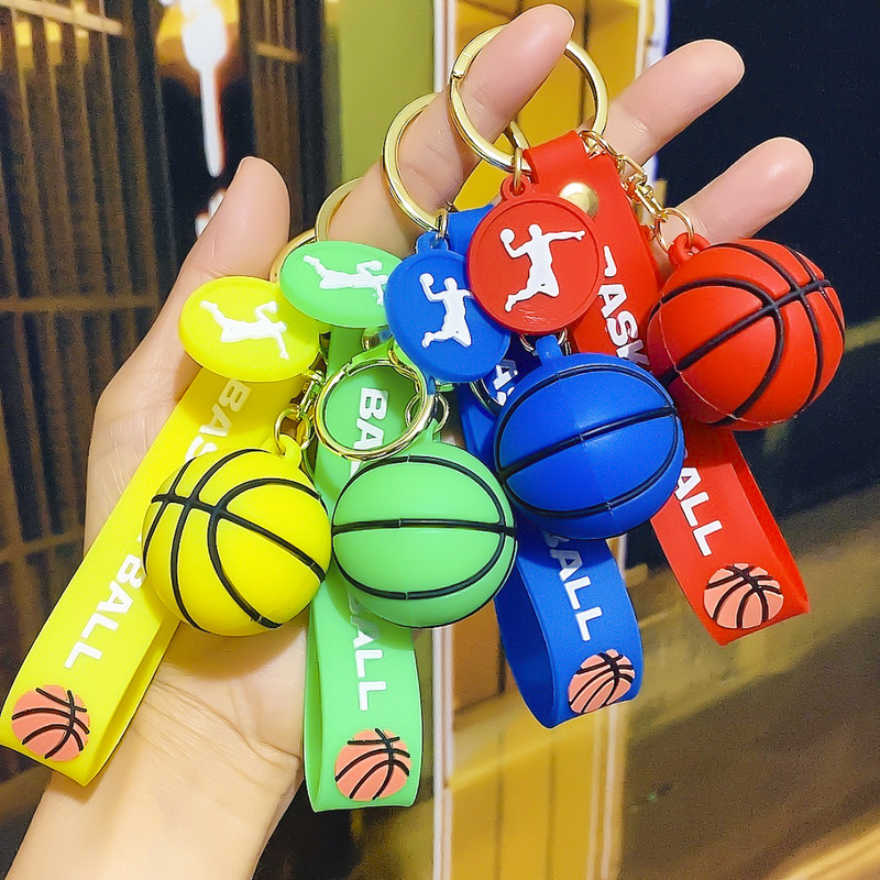 Cross-border sports surrounding basketball pvc key ring small pendant key chain backpack bag pendant gift wholesale