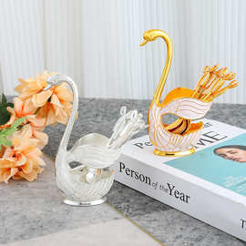 欧式水果叉子勺子套装蛋糕甜品叉勺签高档家用可爱套装精致咖啡勺