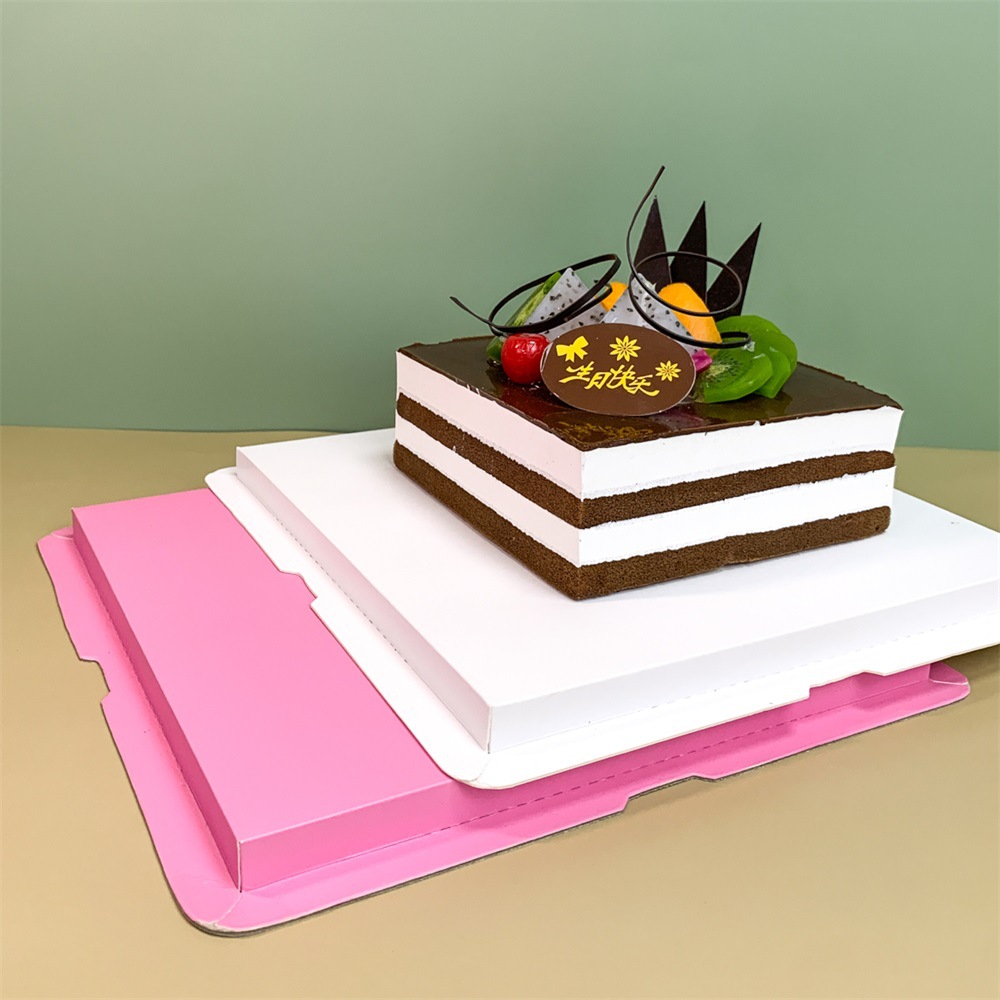 批发6-20寸方形加厚白卡泡沫实心单层双层生日蛋糕盒底托实惠