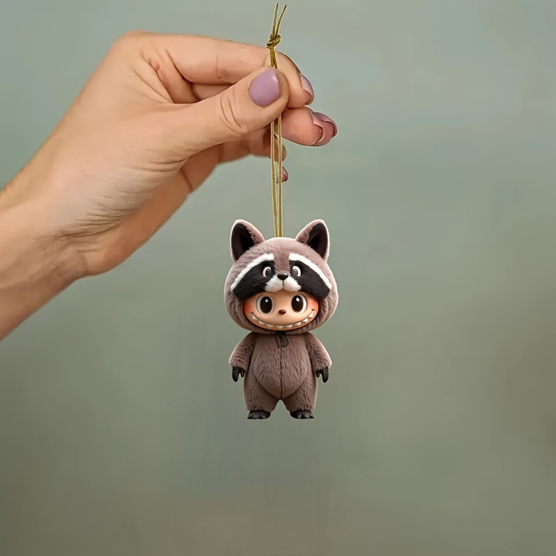 Adornos planos de coche 2D 1 pieza de decoración de suspensión de personajes de dibujos animados, acrílico plano 2D marrón