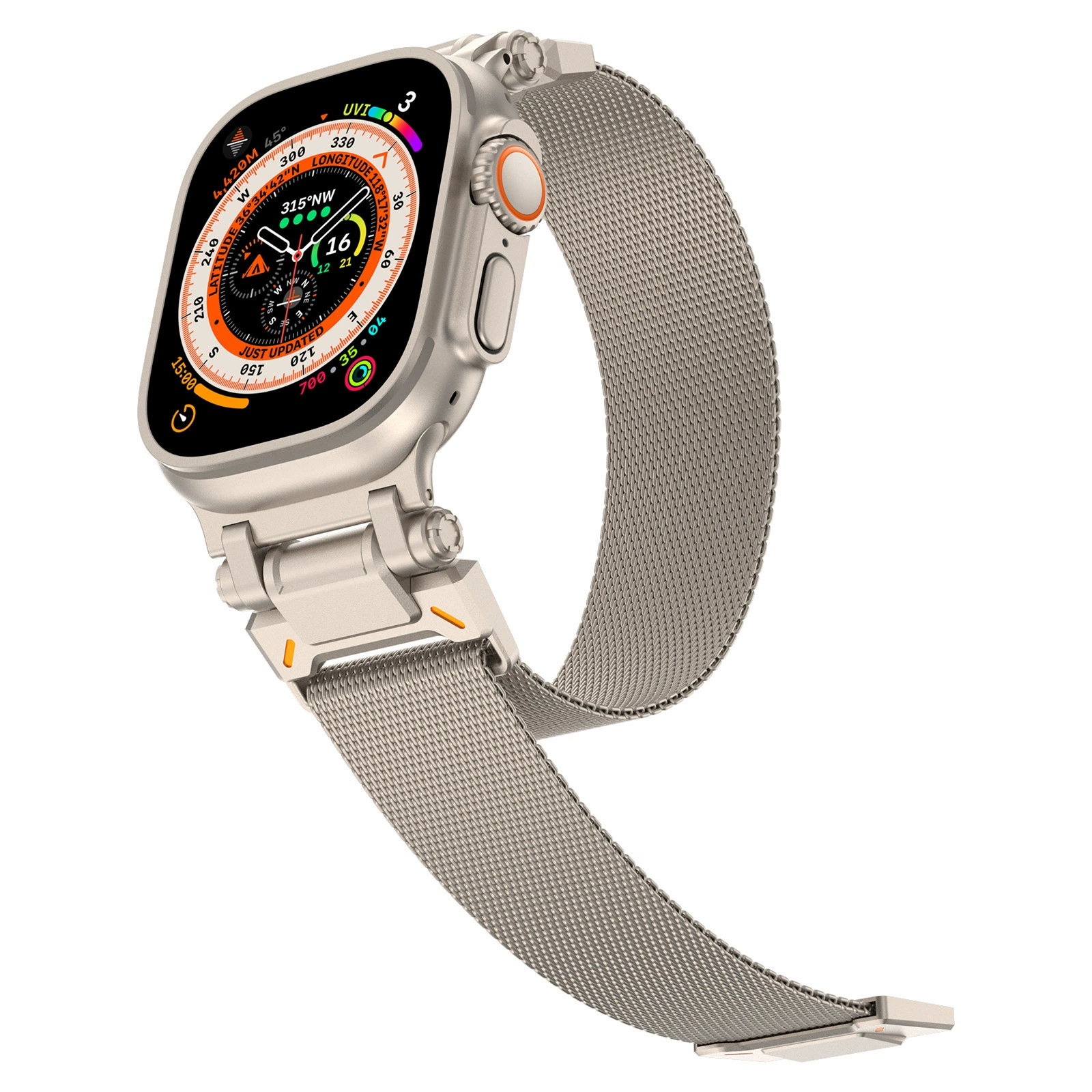 ticmate Explorer Milan ремешок для Apple Watch 44-49 мм: серебристый, титановый, черный