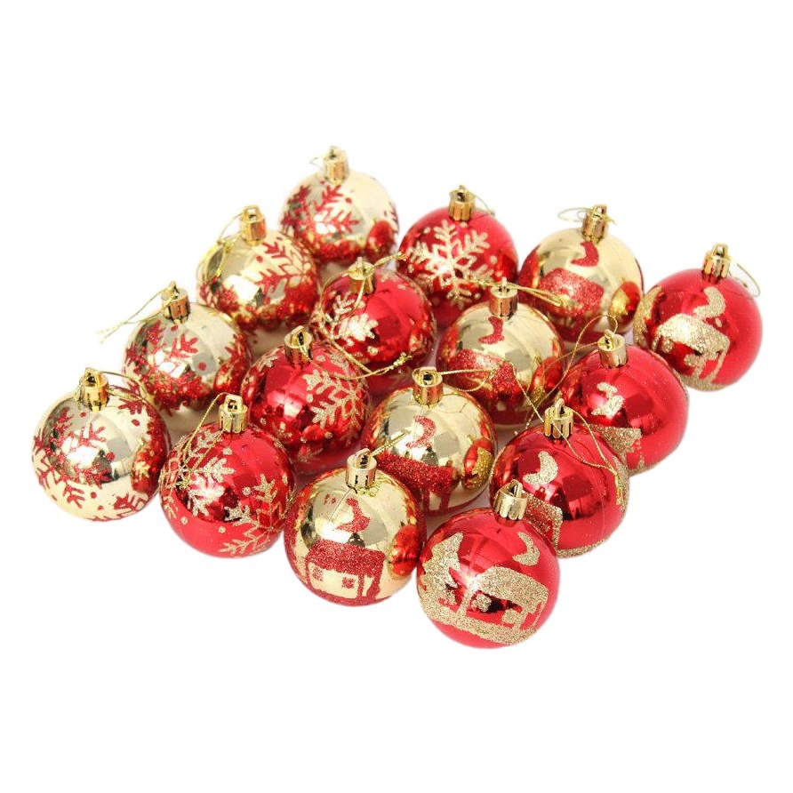 Bola de Navidad 16 cubos bola pintada juego de adornos navideños 4cm6cm8cm colgante decorativo de galvanoplastia brillante