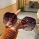 New Arrival Frameless Cut-edge Sunglasses 2024 Summer Fashionable Korean Style Shake Tone Live Sunglasses Women's Big Face Slimming Glasses