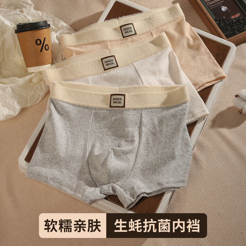 Autumn and Winter New Men's Underwear, High-End Maillard Brushed Velvet Surface, 10A Antibacterial Crotch, Comfortable and Breathable Boxer Briefs for Men Autumn and Winter New Men's Underwear, High-End Maillard Brushed Velvet Surface, 10A Antibacterial Crotch, Comfortable and Breathable Boxer Briefs for Men