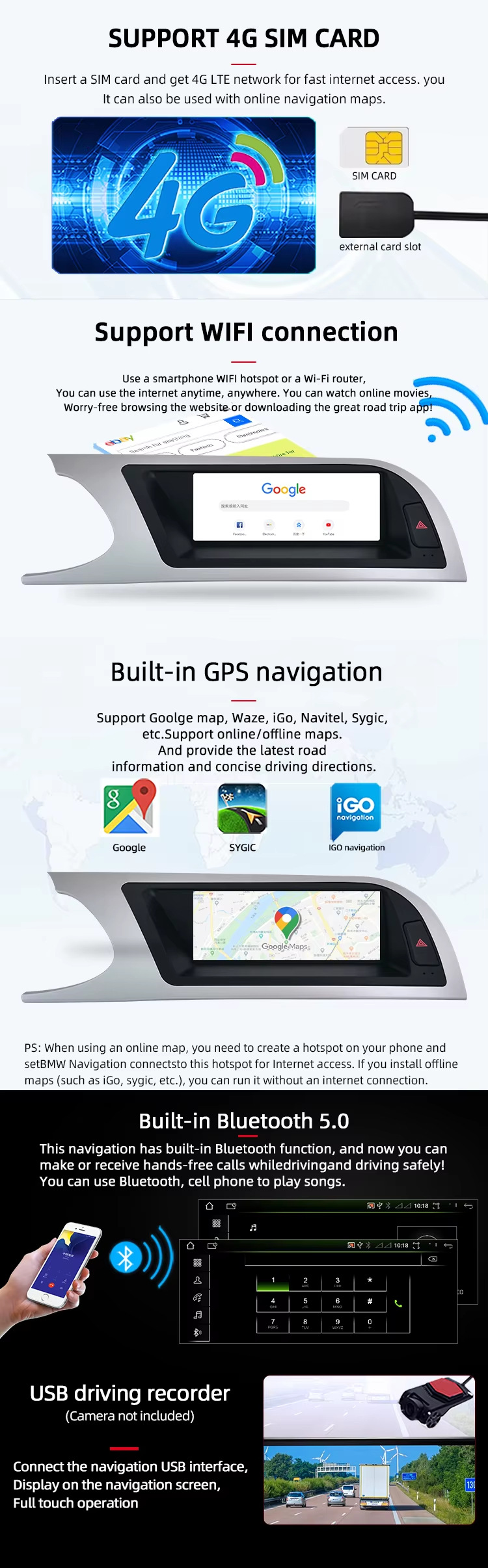 Suitable for Audi A4 A5 B8 B7 B6 8.8inch Large-Screen Car Navigator