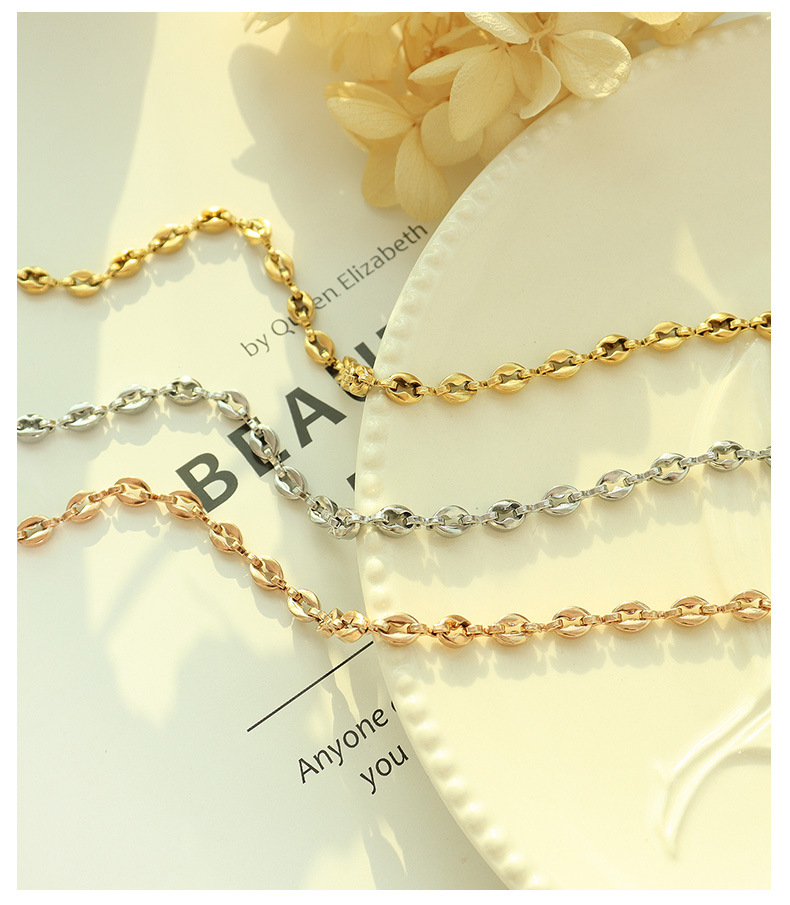 fashion simple geometric titanium steel 18K necklace bracelet