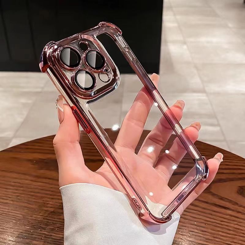 iPhone17対応 四隅エアバッグ落下防止スマホケース Apple 16PROMAX 透明レンズフィルム 15保護ケース X|undefined