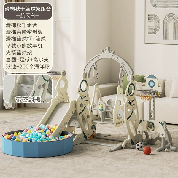 Astronaut, slide, swings, ball pool