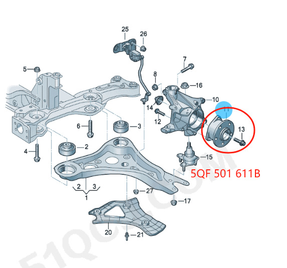 Id 0.2kg Front Wheel Bearing Original Brand New Suitable for Id3 Id4 Id65Qf 501 611 B