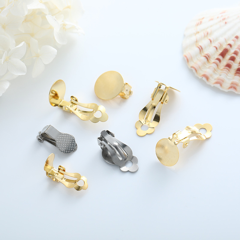 Klip Katak Stainless Steel Klip Tanpa Lubang Telinga Klip Datar Perhiasan Bisa Lengket Aksesori Bahan Perhiasan Buatan Tangan DIY