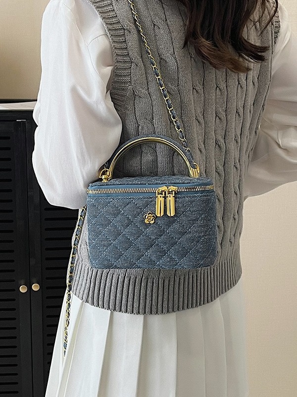 Coreana pequeña caja de viento de fragancia bolso de mano mujer comercio exterior transfronterizo nuevo estilo ChaoDiang bordado cadena mochila