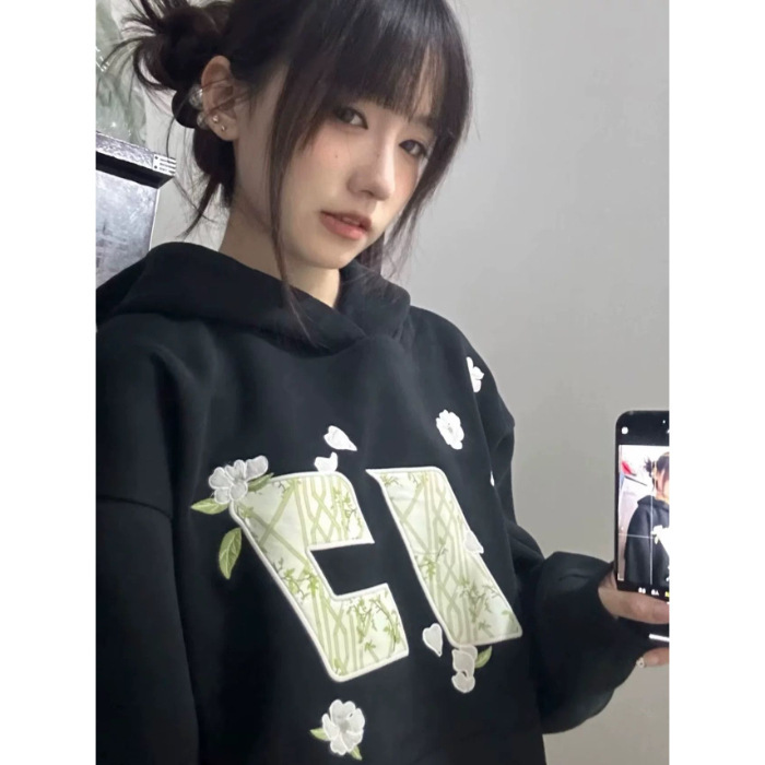 纯棉美式连帽刺绣卫衣秋冬新款重磅国潮慵懒复古外套加绒贴布上衣|undefined