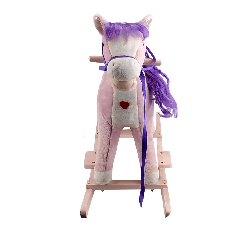 Caballo Mecedora de Unicornio para Niños de Peluche y Madera Maciza con Música y Sonido