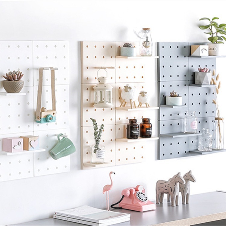 Plástico agujero tablero almacenamiento rack sala de estar cocina dormitorio organización partición pared colgante estante de almacenamiento de pared