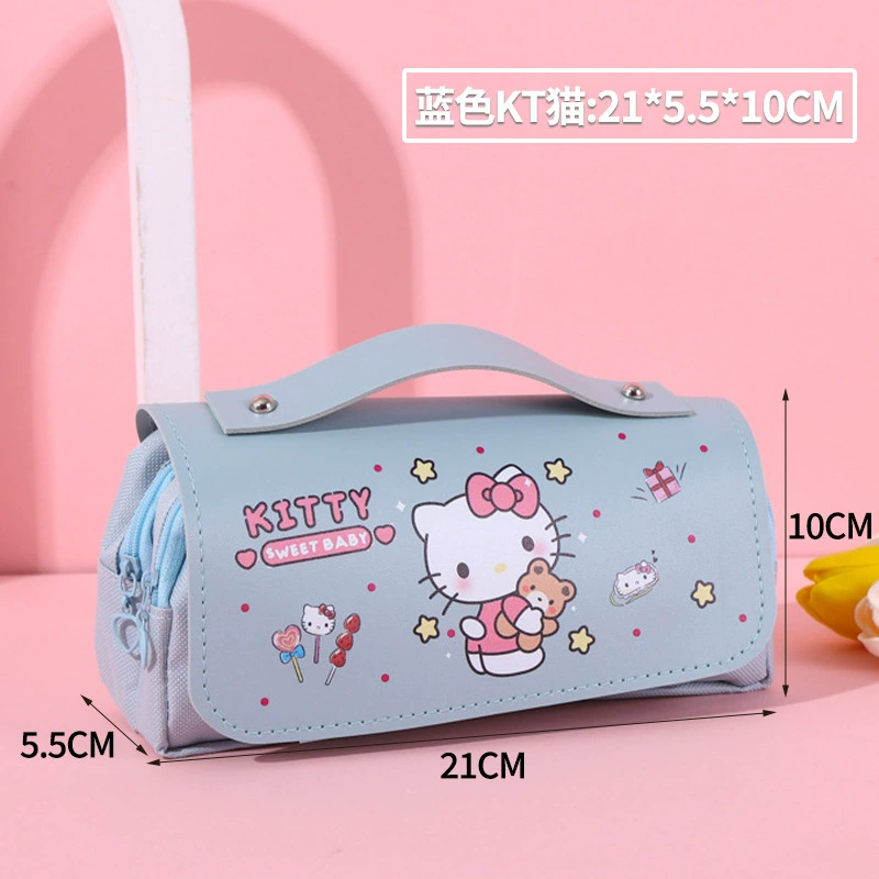 Sanrio, высококачественный вместительный двойной карманный пенал для школьников, антистресс