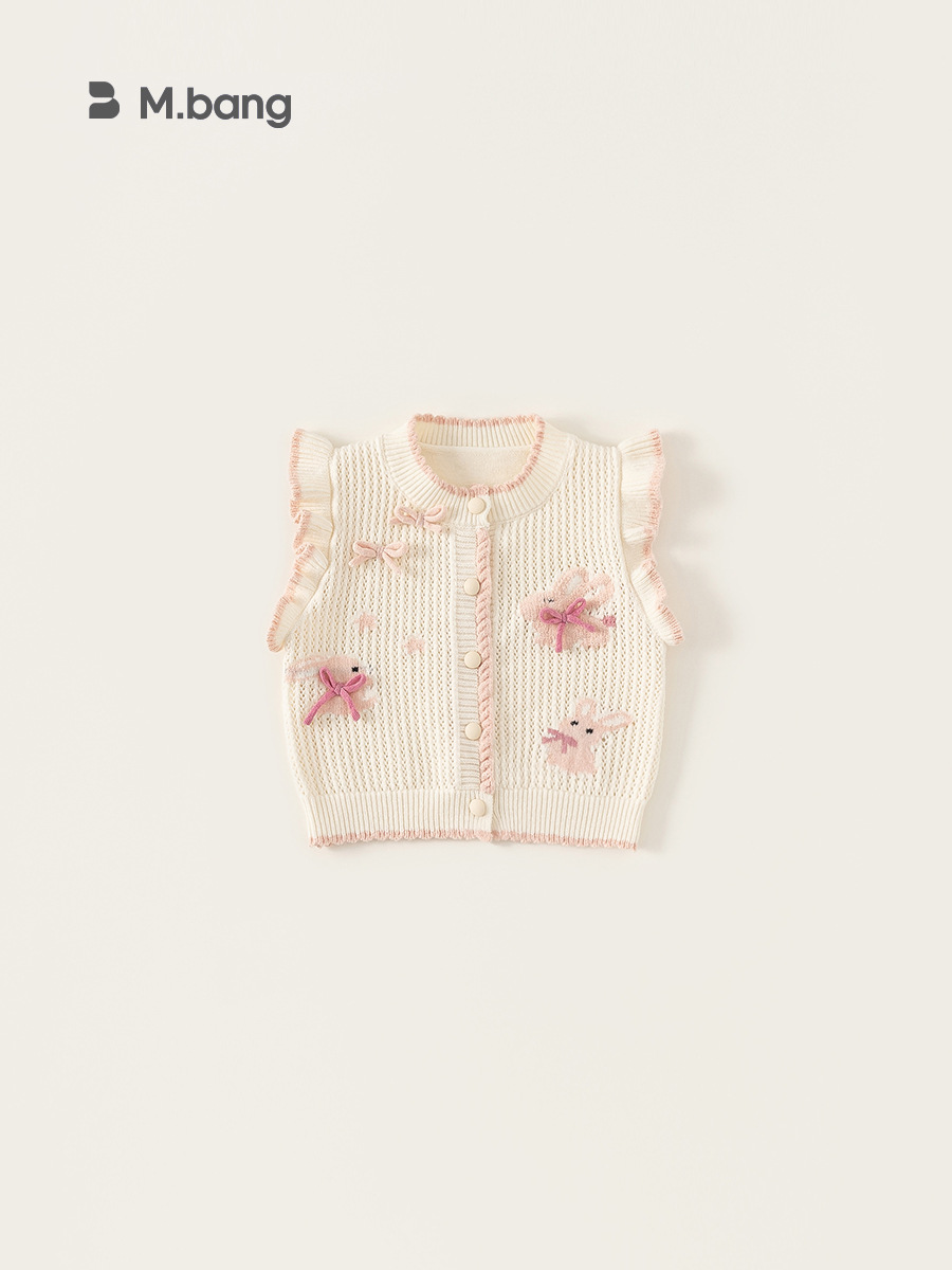Youbao ropa para niños suéter de primavera para niñas suéter de manga voladora para niños chaleco de lazo de conejo dulce para niñas