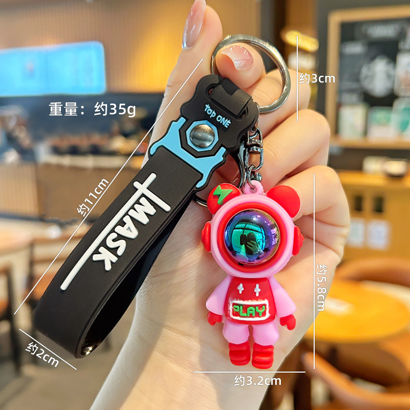 Nuevo astronauta cielo estrellado conejo llavero pvc llavero de goma suave bolsa de pareja colgante de muñeca tridimensional al por mayor