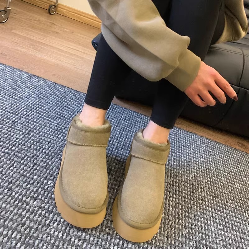 New Winter 2023 Fur Integrated Sponge Cake Thick Sole Short Boots_voghion.com
