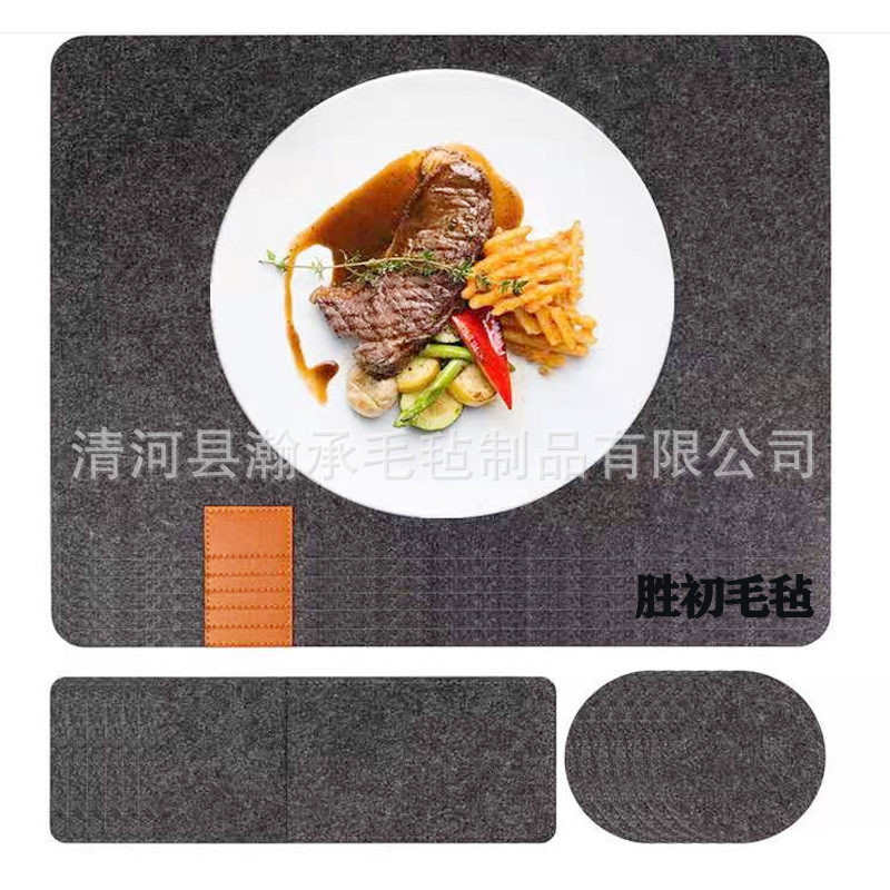 新款亚马逊餐垫隔热垫刀叉包毛毡吸水杯垫套装加厚无纺布西餐垫