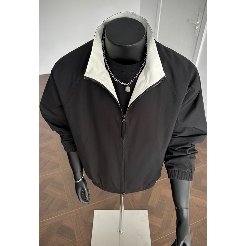 American-style Color-block Flight Jacket For Men, Spring Cleanfit Double-zipper Sports Jacket, Outdoor Three-proof_mkmklike.com