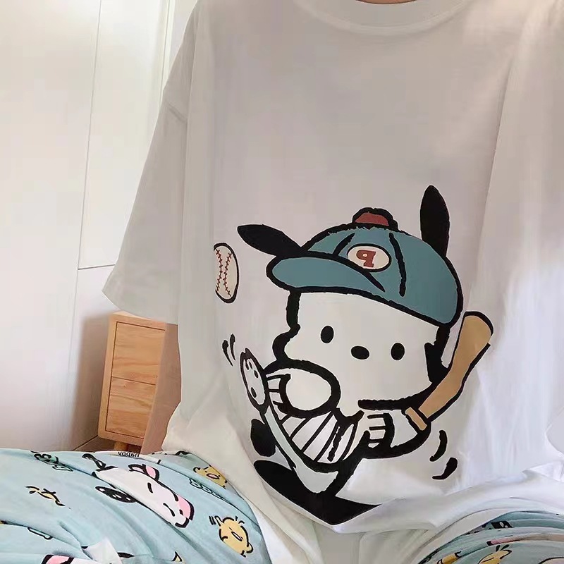 New ins Spring and Autumn Pajamas Girl's Cartoon Sweet Loose Papa Dog Southeast Asia Foreign Trade Suit Home Clothes