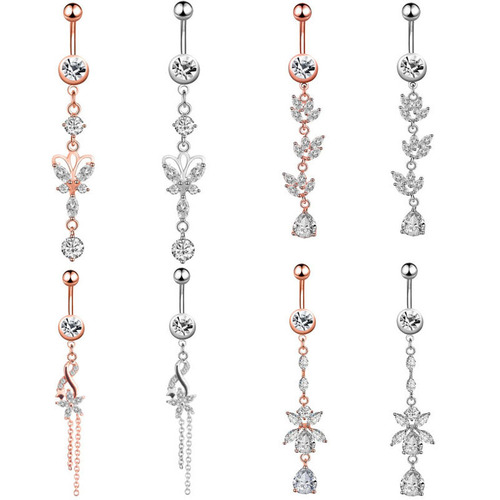 Cross-border e-commerce new navel ring, creative and exquisite zircon navel nail piercing jewelry