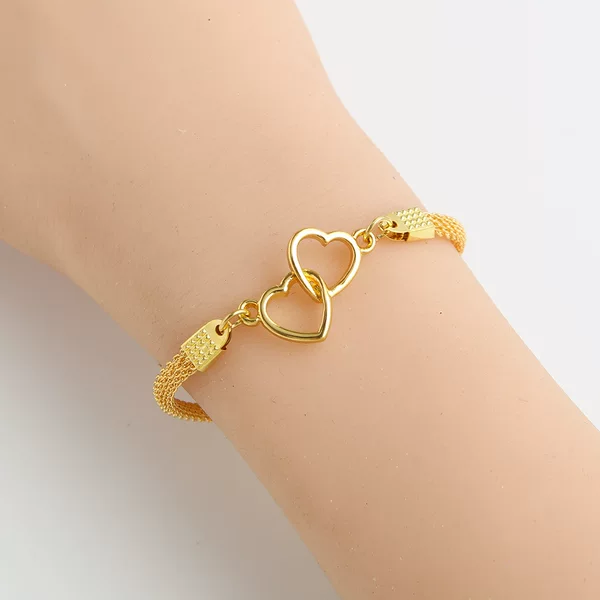 Europe and the United States cross-border AliExpress retro new double love bracelet creative design ring interlocking bright silver bracelet wholesale