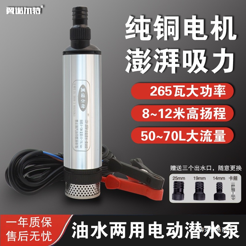 12V柴油抽油泵抽水泵大流量高扬程24V自吸小型潜水泵220V家用水泵
