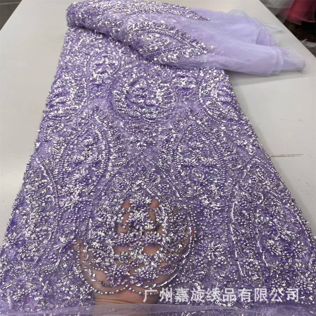 Tela de encaje con lentejuelas africanas para vestidos de novia y trajes de fiesta nupcial.