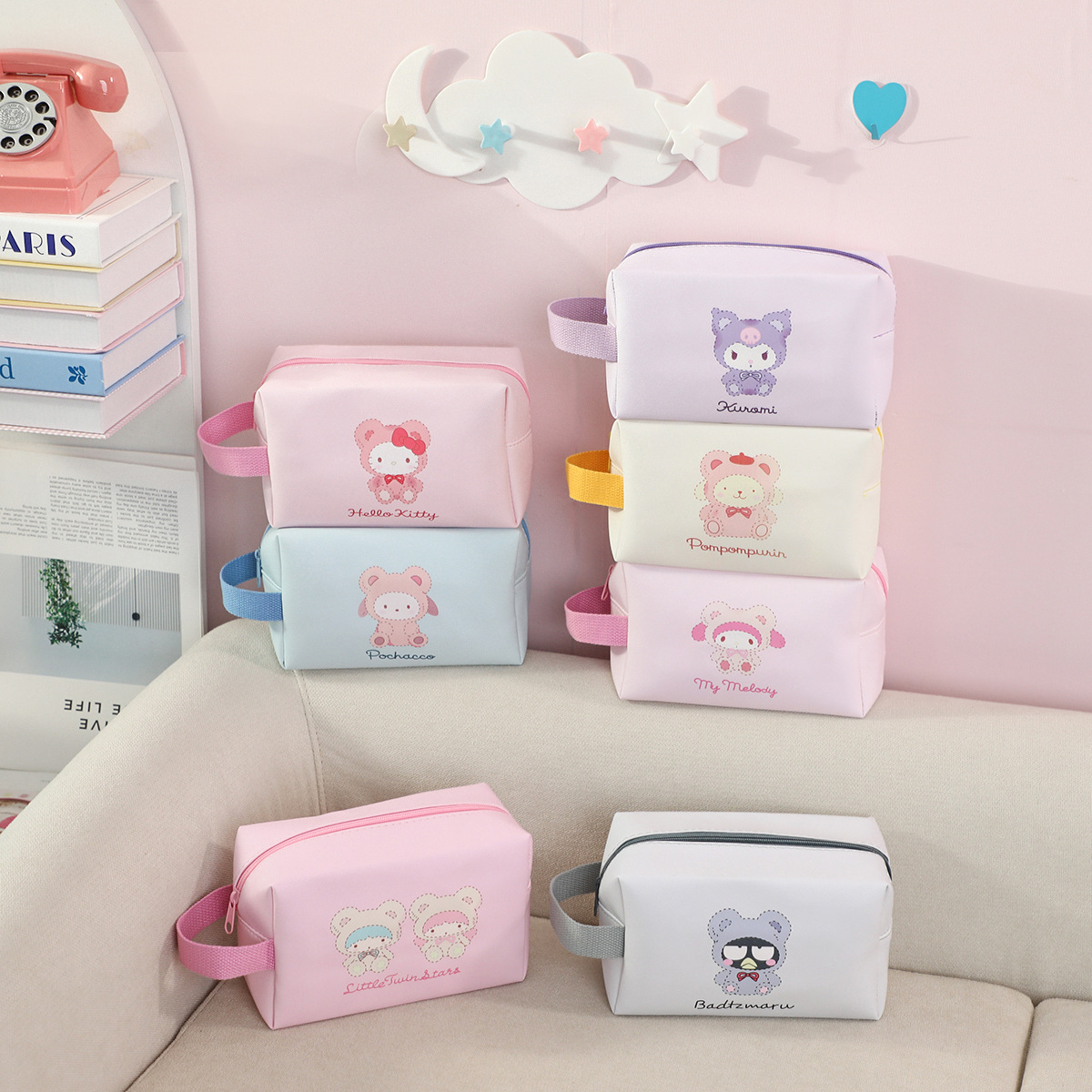 可爱日式女化妆收纳袋休闲旅行洗漱收纳包学生手提便携文具收纳袋