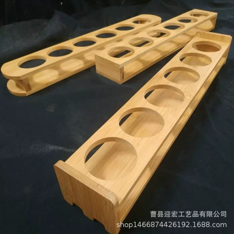 新款竹制子弹杯架家用白酒杯烈酒杯架实木六孔酒具收纳展示架