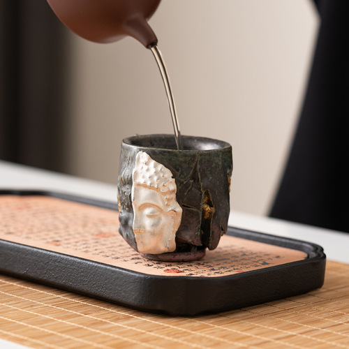 Dunhuang One Thought Master Cup Shino Ware Ceramic Cup Handmade Cultural and Creative High-end Retro Tea Cup Tea Cup