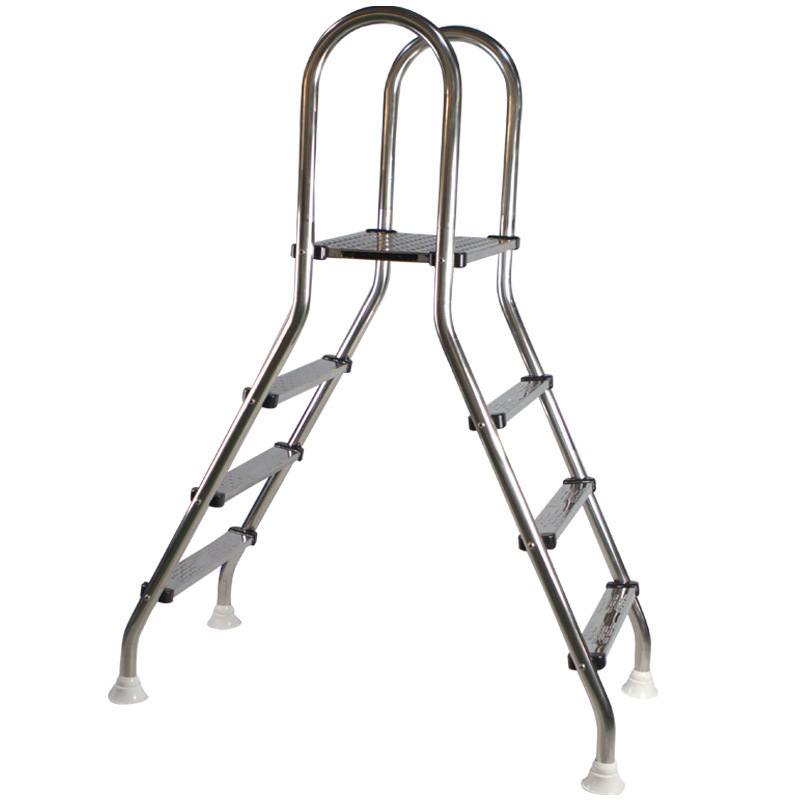 Soporte piscina especial escalera mecánica de doble cara engrosada 304 Acero inoxidable película de plástico piscina espiga escalera antideslizante