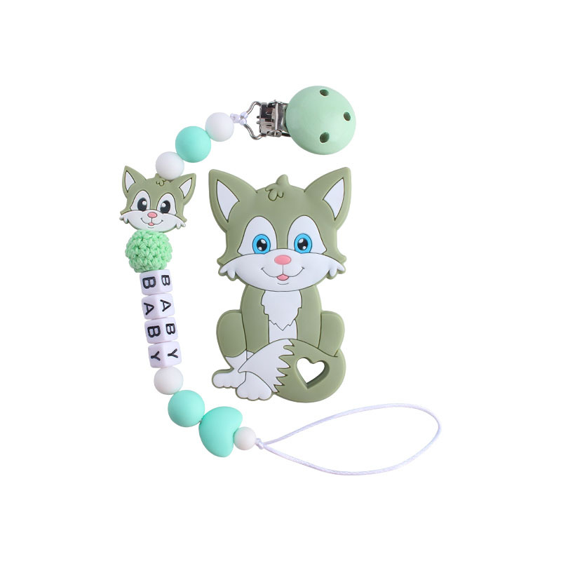 Hemu chupete clip Fox gato juguete mordedor bebé nombre silicona amor chupete cadena suministros infantiles