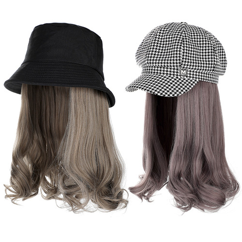 Wig manufacturer wholesale detachable long curly hair ladies fashion new hat wig European and American foreign trade supply