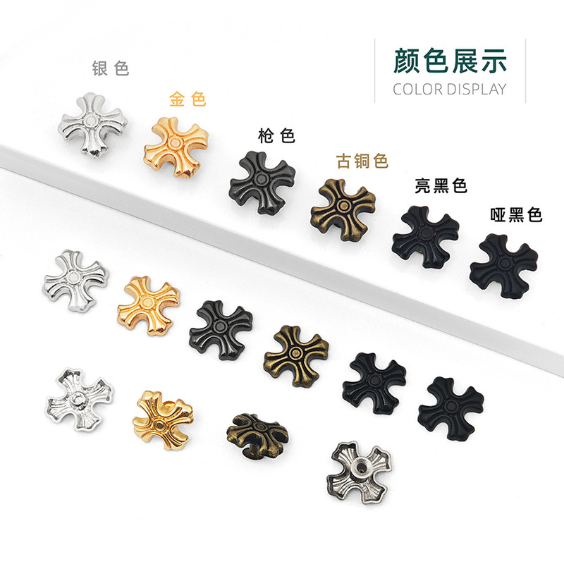 レトロパンクスタイル合金十字クロススタッズ下駄レザーベルトジュエリーネイルクロス装飾アクセサリー|undefined